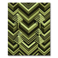 Geometric Olive Chevron Isometric Pyramid Rug