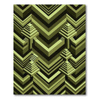 Geometric Olive Chevron Isometric Pyramid Rug