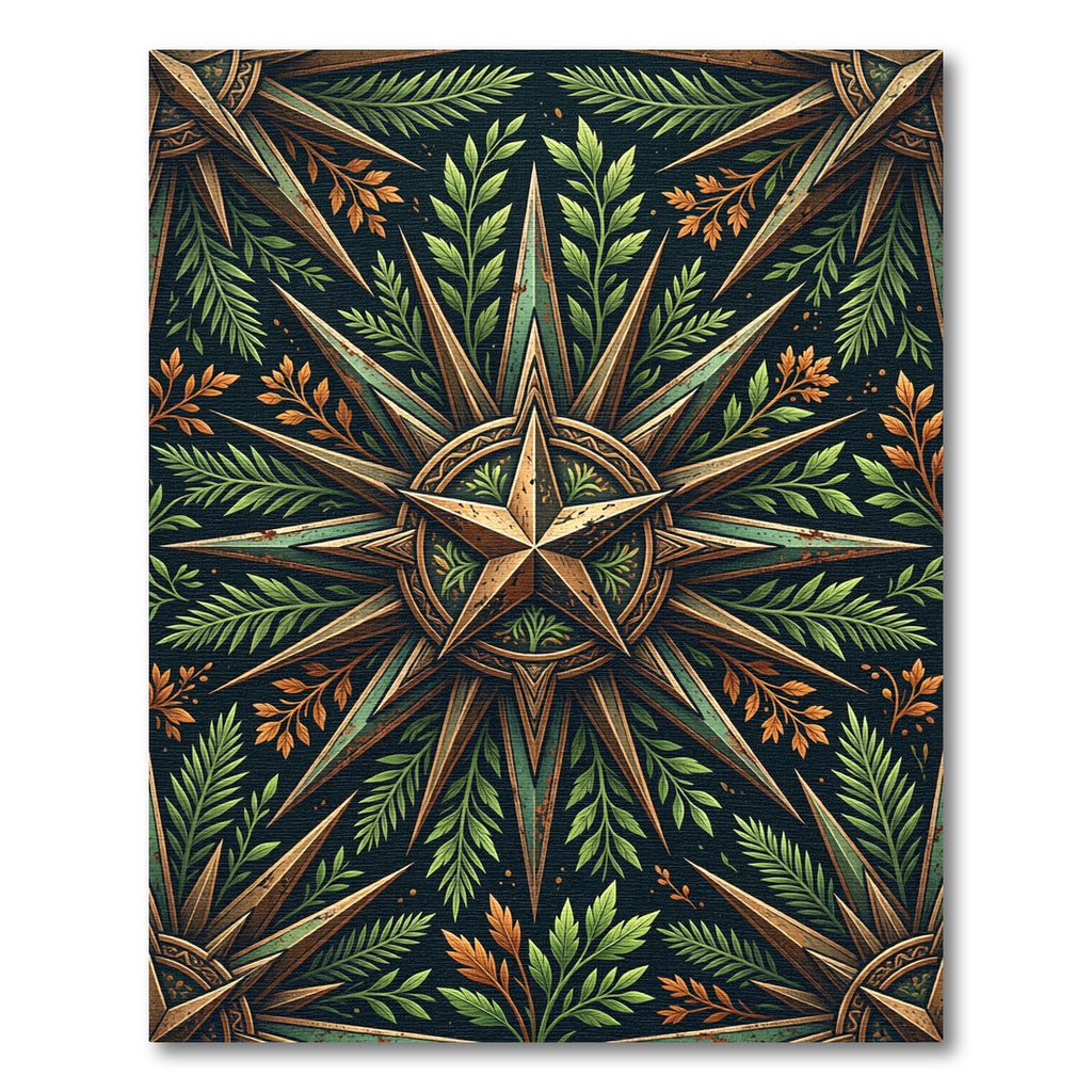 Ornate Bronze Star And Foliage Rug