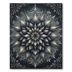 Gothic Silver Floral Mandala Medallion Rug