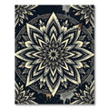 Monochrome Floral Mandala Medallion Rug