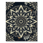 Monochrome Floral Mandala Medallion Rug