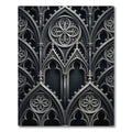 Gothic Silver Quatrefoil Arch Monochrome Art Rug