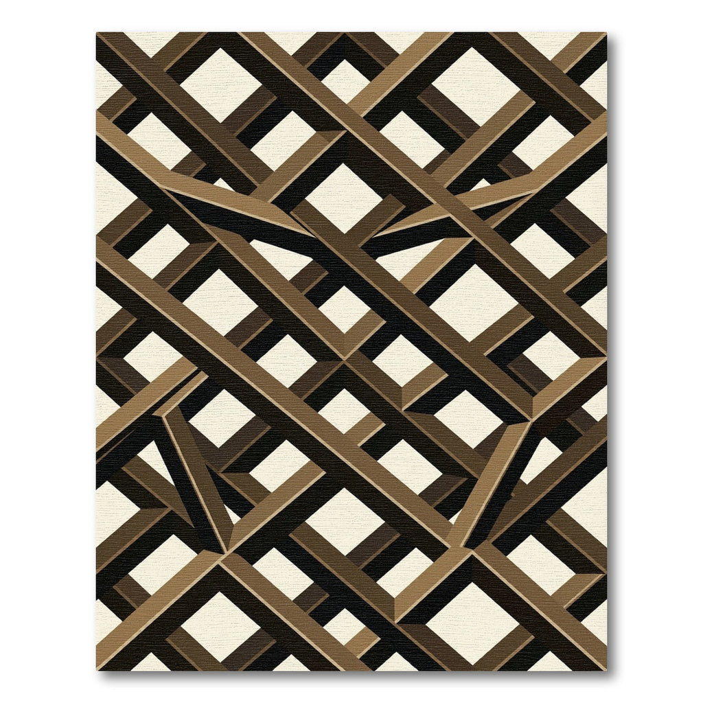 Geometric Coffee Brown Intersecting Lattice Rug