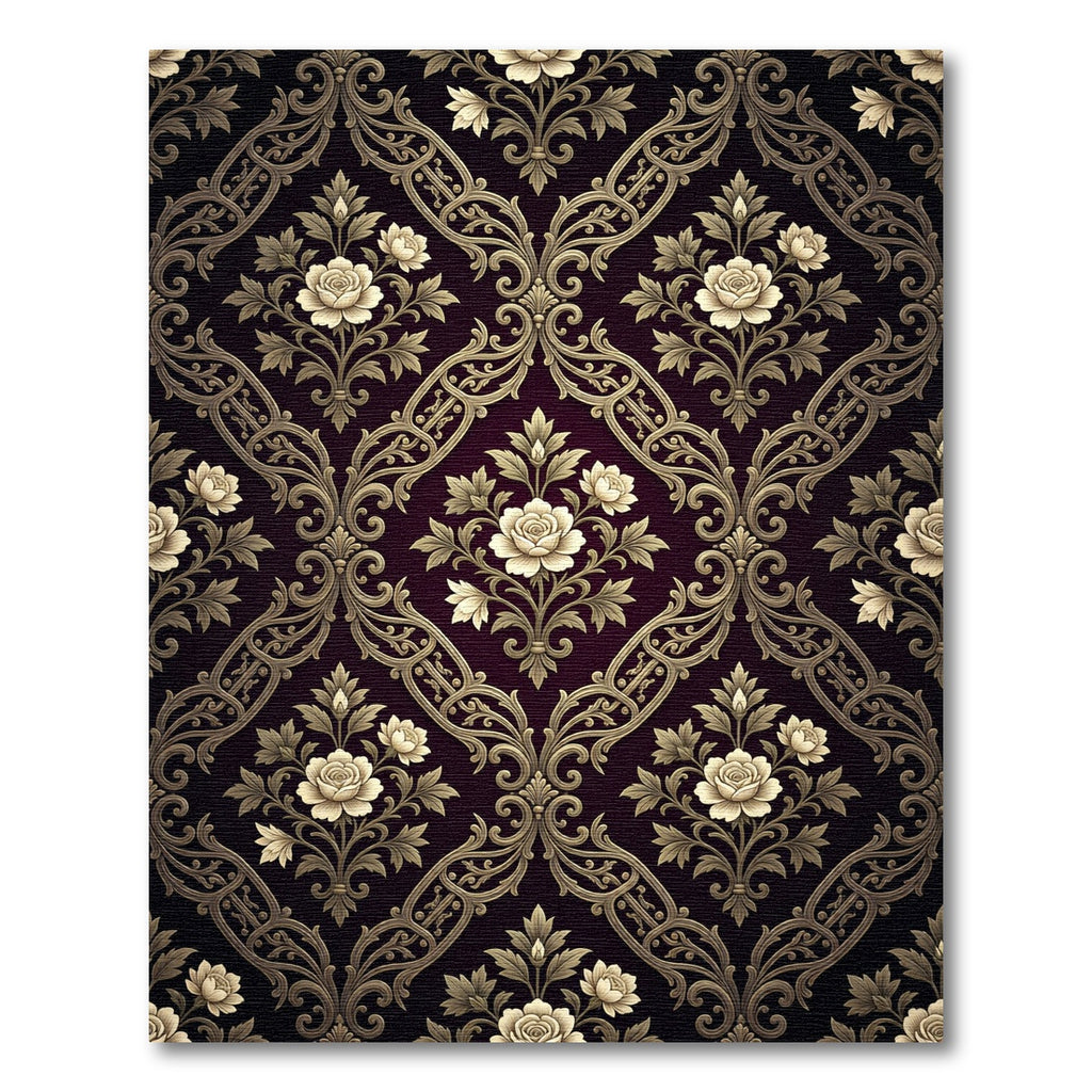Ornate Floral Garden Damask Rug