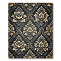 Golden Damask Floral Midnight Tapestry Rug