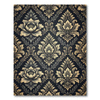Golden Damask Floral Midnight Tapestry Rug