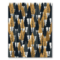 Modern Black and Gold Pine Forest Rug