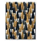 Modern Black and Gold Pine Forest Rug