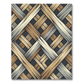 Earthy Woven Geometric Slatted Wood Rug