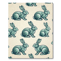 Sage Green Engraved Rabbit Folk Art Rug