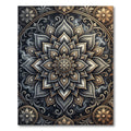 Elegant Gold and Charcoal Floral Mandala Rug