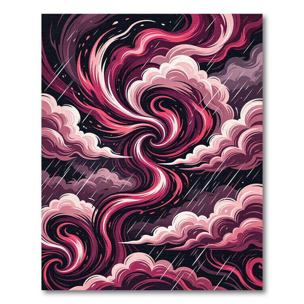 Crimson Swirl Stormy Cloudscape Rug