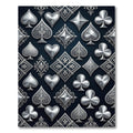 Metallic Silver Decorative Card Suit Velvet Rug
