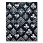 Metallic Silver Decorative Card Suit Velvet Rug