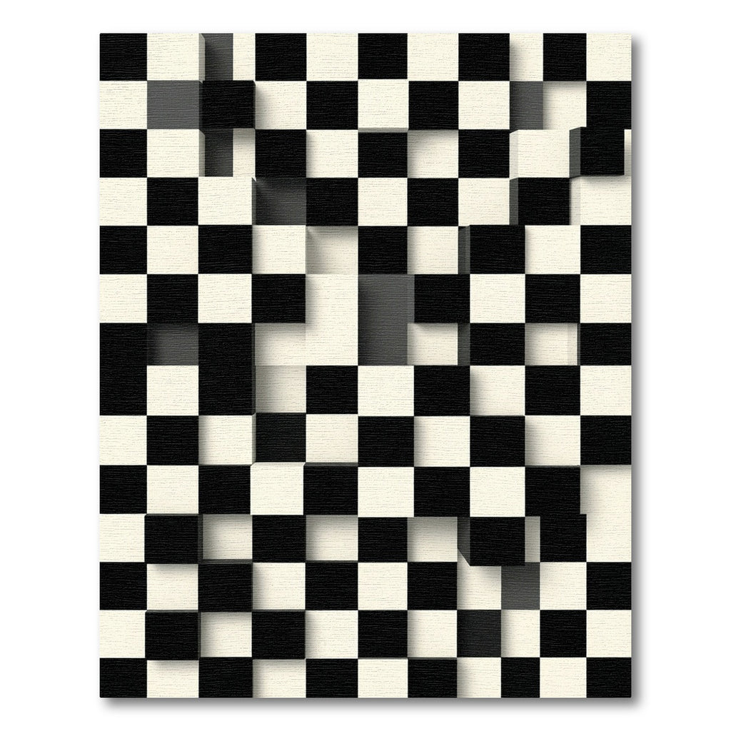 Black White Geometric Illusion Squares Rug