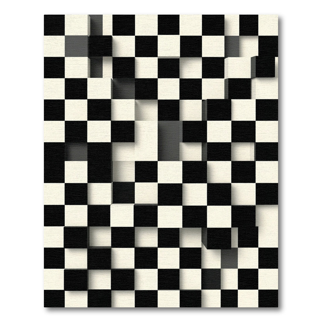 Black White Geometric Illusion Squares Rug