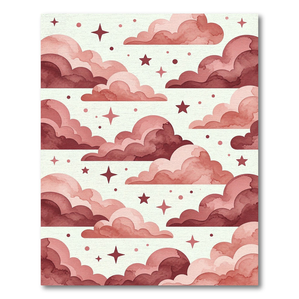 Crimson Cloud Starscape Landscape Rug