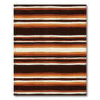 Earthy Brown and Ochre Striped Rug