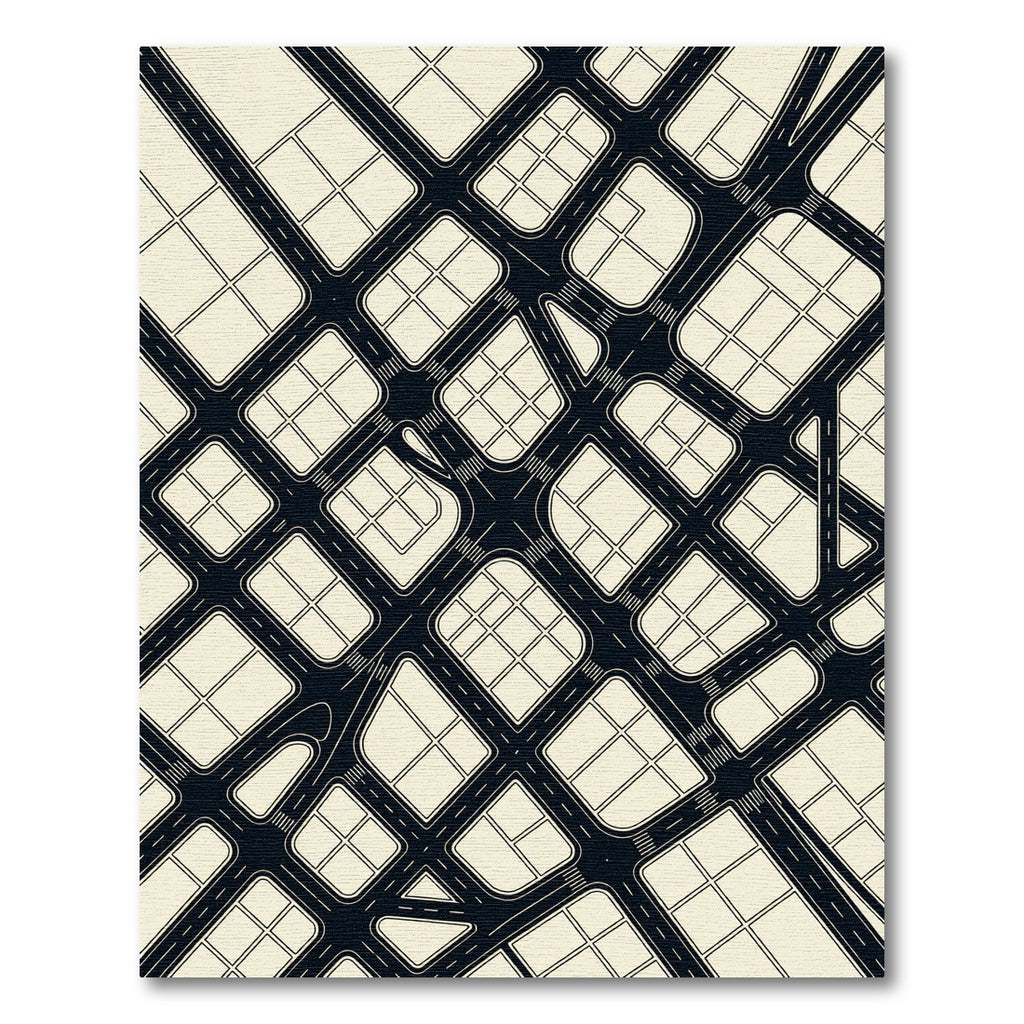 Minimalist Black and Cream Geometric Grid Rug