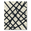 Minimalist Black and Cream Geometric Grid Rug