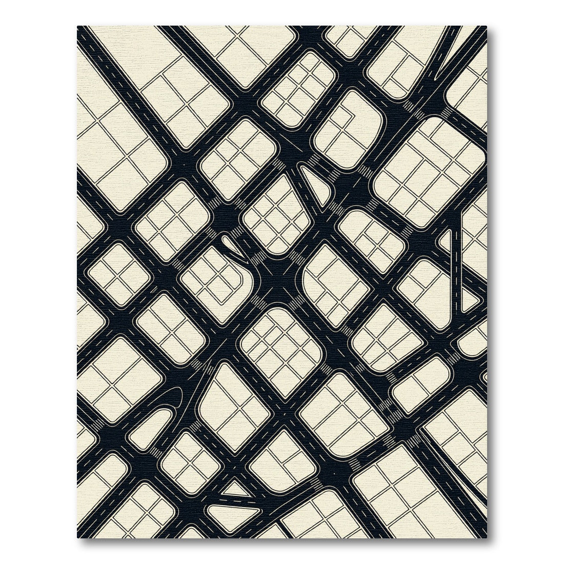 Minimalist Black and Cream Geometric Grid Rug
