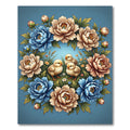 Charming Chicks among Peonies Floral Wreath Rug