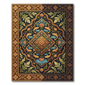 Deep Blue Golden Fish Floral Medallion Rug