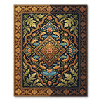 Deep Blue Golden Fish Floral Medallion Rug