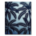 Deep Blue Tropical Palm Frond Rug