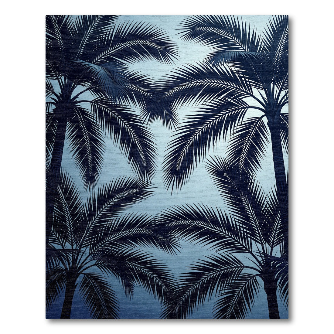 Deep Blue Tropical Palm Frond Rug
