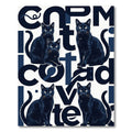Modern Black Cat Typographic Art Rug