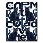 Modern Black Cat Typographic Art Rug