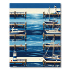 Nautical Harbor Lighthouse and Boat Scene Rug