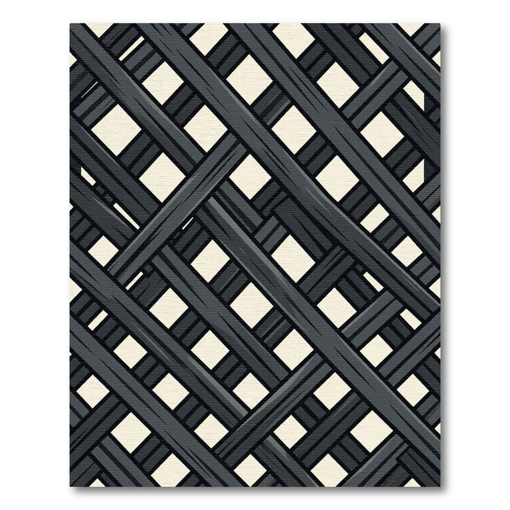 Charcoal Grey Intersecting Grid Weave Rug