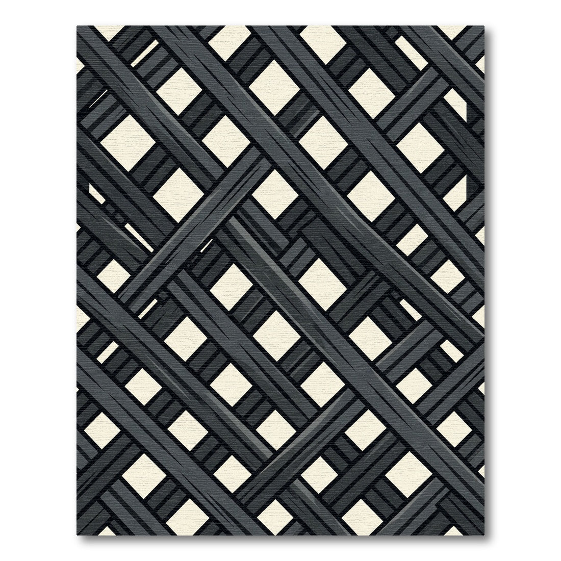 Charcoal Grey Intersecting Grid Weave Rug