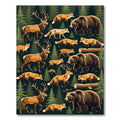Forest Wildlife Bear Fox Elk Woodland Rug