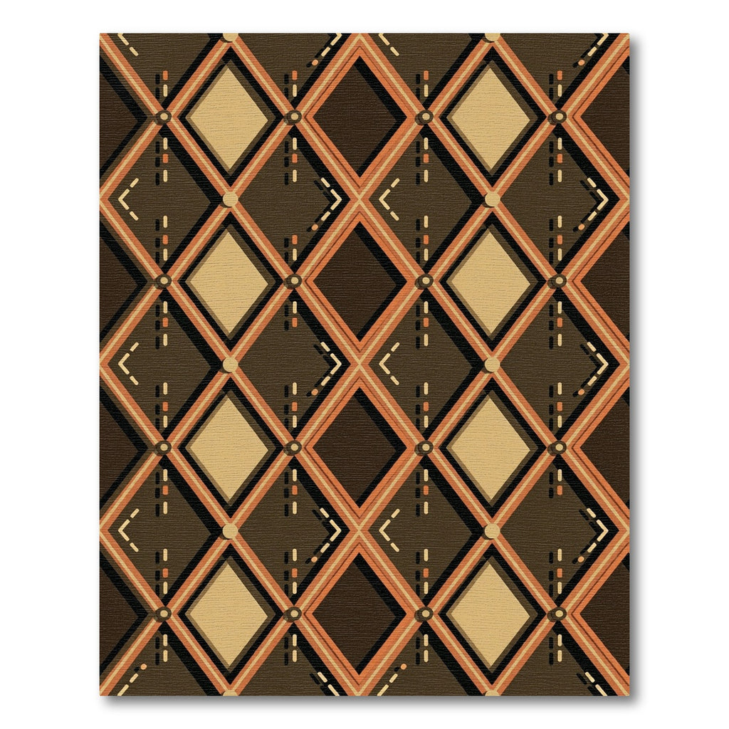 Mid-Century Bronze Geometric Diamond Lattice Rug