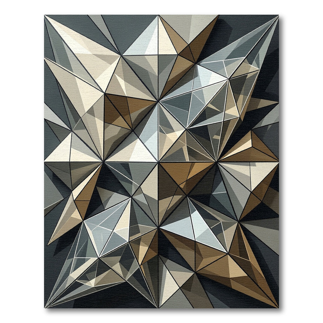 Metallic Geometric Abstract Faceted Art Rug