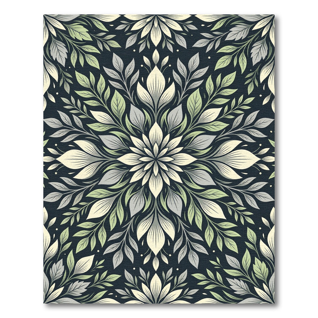 Ethereal Sage Botanical Floral Symmetry Rug