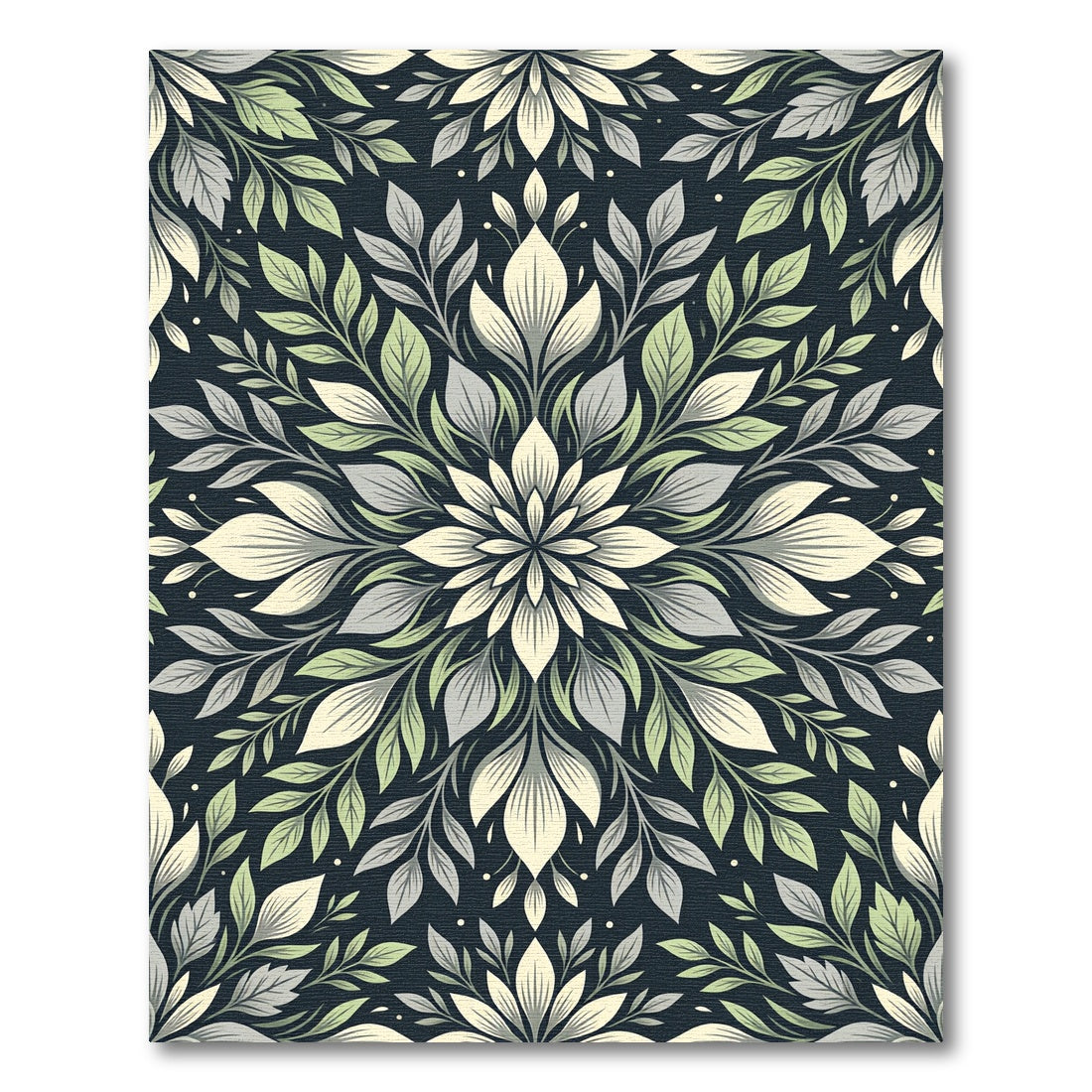 Ethereal Sage Botanical Floral Symmetry Rug