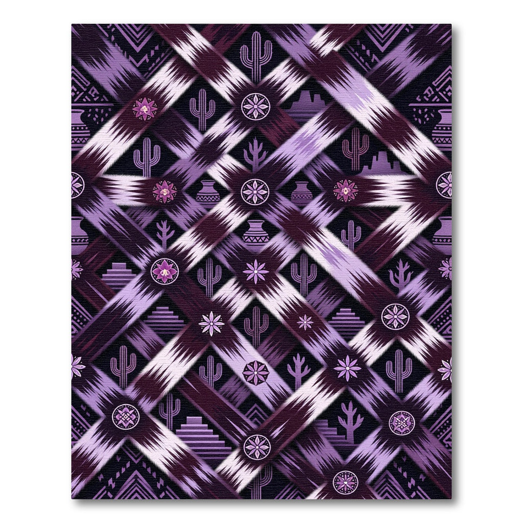 Purple Desert Cactus Tribal Cross Rug