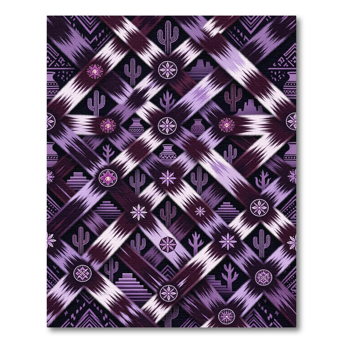 Purple Desert Cactus Tribal Cross Rug