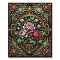 Ornate Floral Peony Gold Medallion Rug