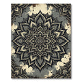 Dark Gray Floral Mandala Medallion Rug
