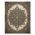 Ornate Antiqued Gold Floral Medallion Rug