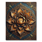 Golden Lotus Medallion Antique Bronze Rug