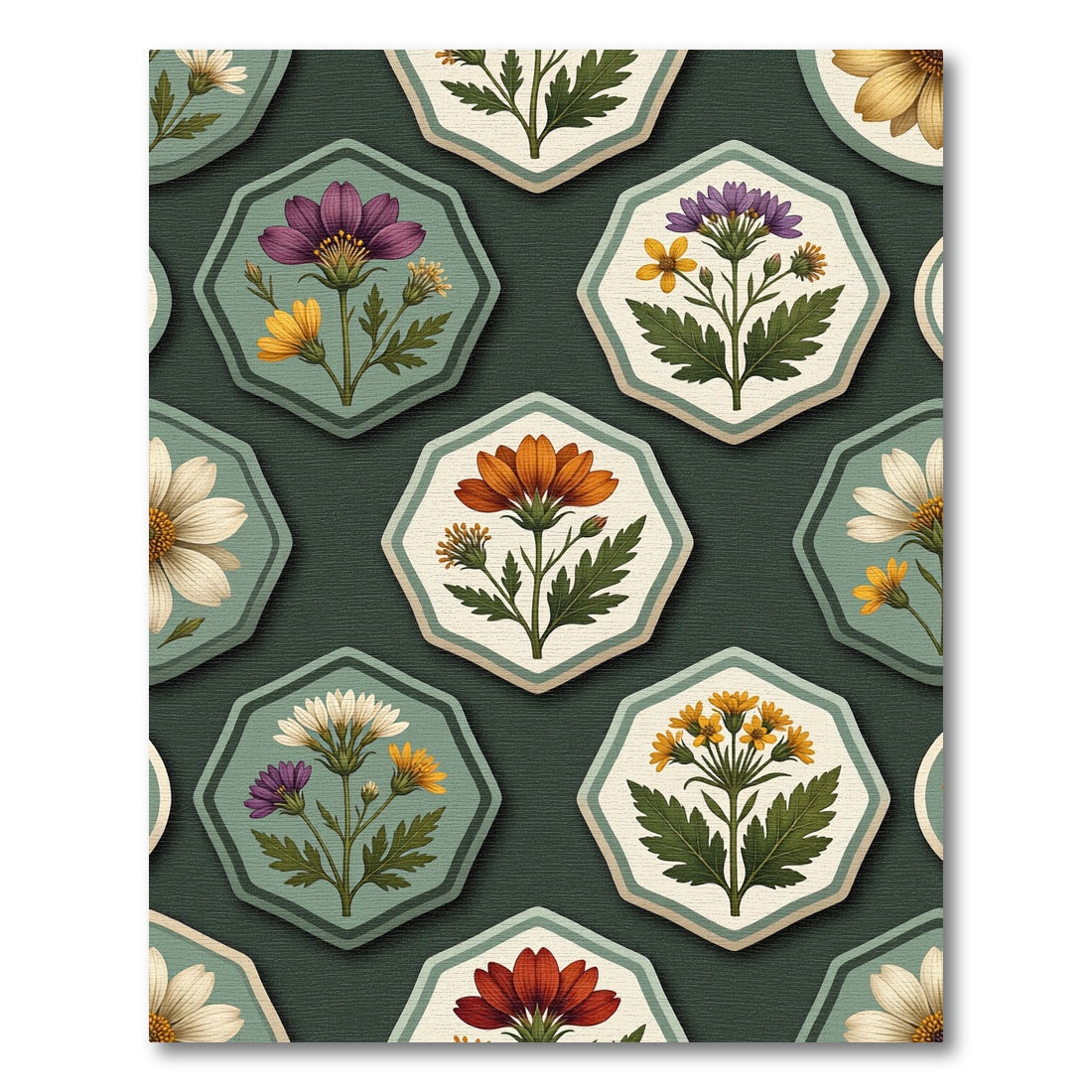 Botanical Hexagon Garden Sage Rug