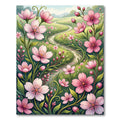 Whimsical Pink Cherry Blossom Meadow Rug
