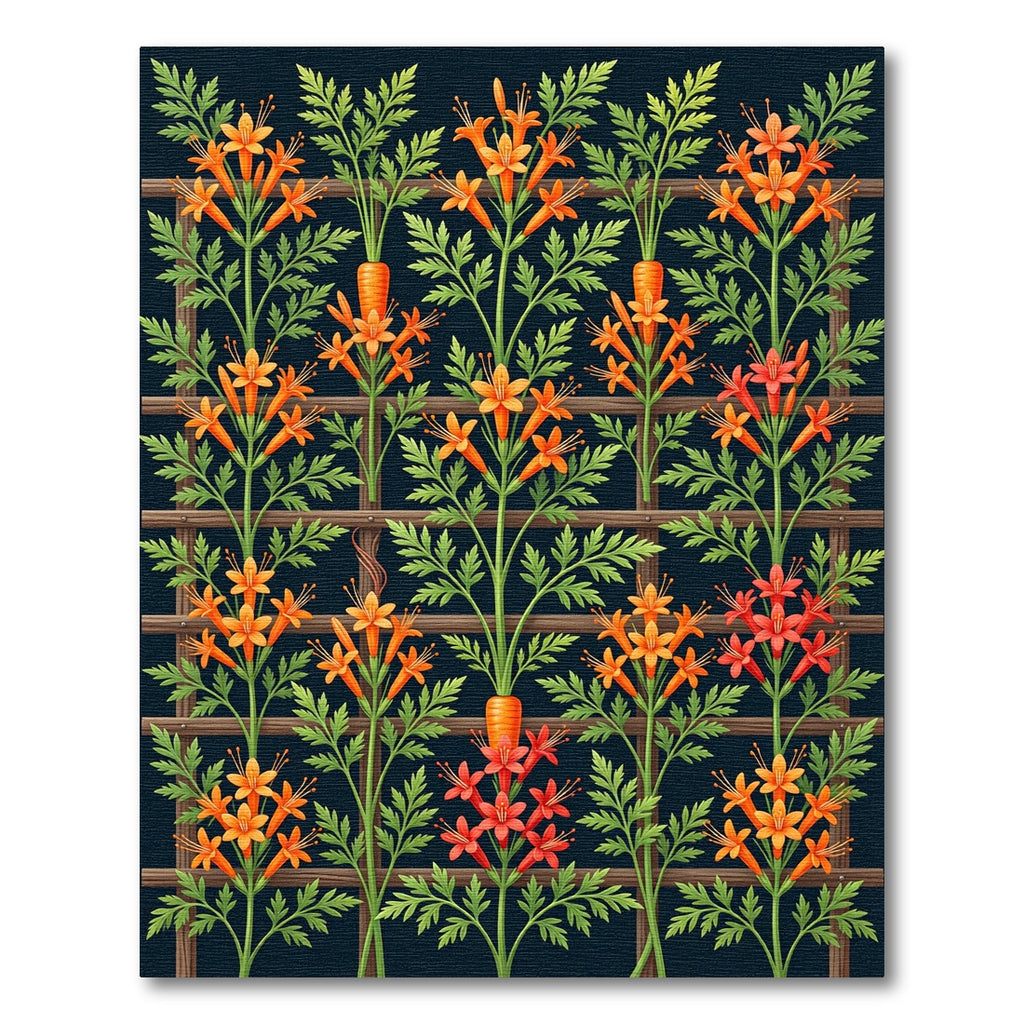 Vibrant Orange Blossom Trellis Rug